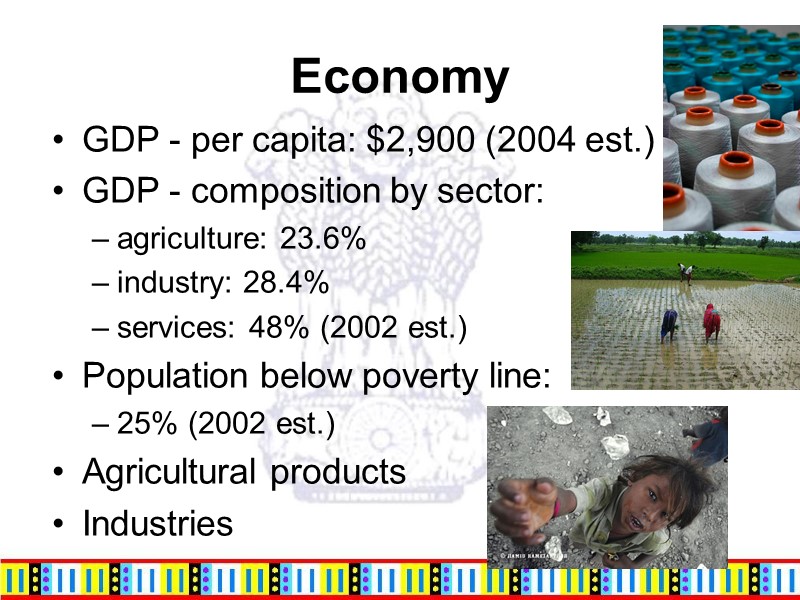 Economy GDP - per capita: $2,900 (2004 est.)  GDP - composition by sector: